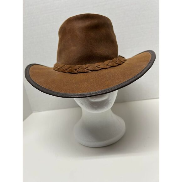 Tan Suede Leather Cobb & Co Bush Hat Very Good Condition Vintage Small - Picture 4 of 6